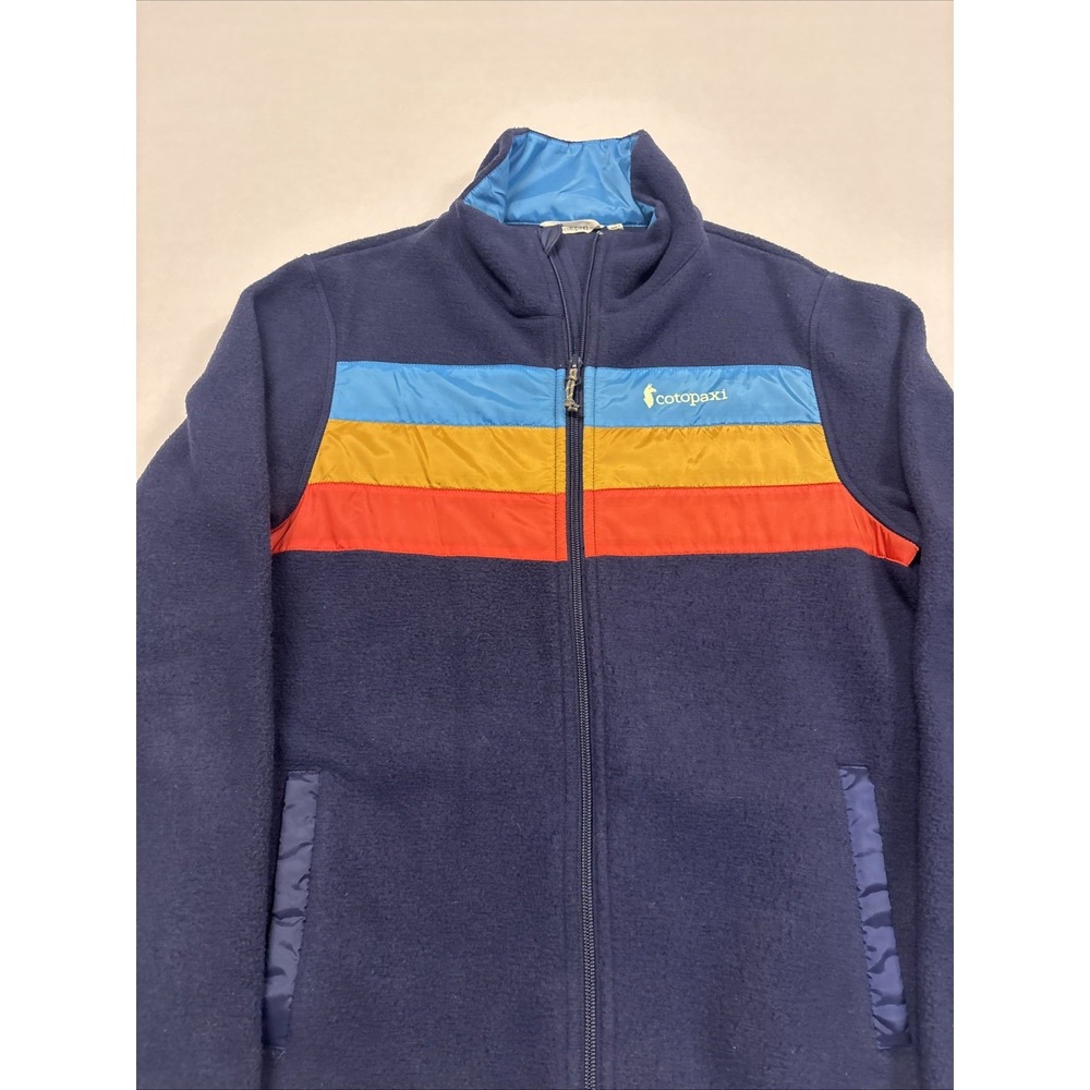 Cotopaxi Men Teca Fleece Full Zip Jacket S Blue Stripe Hike Outdoor Gorp Retro